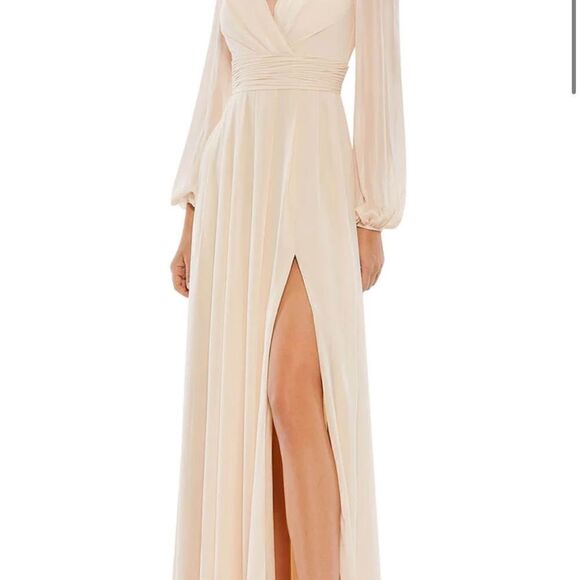 Mac Duggal Ivory Gown with Embellished Shoulders - Picture 2 of 15